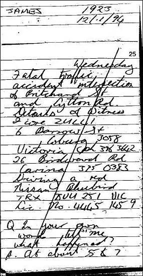 Constable Ben Dyball - 1st page of notebook
