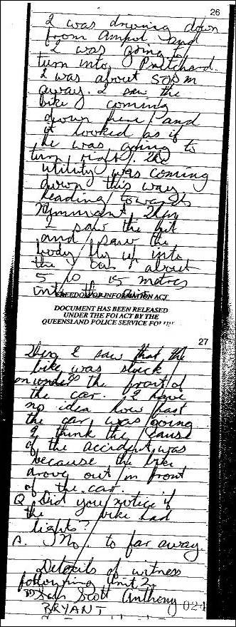 Constable Ben Dyball - 2nd page of notebook