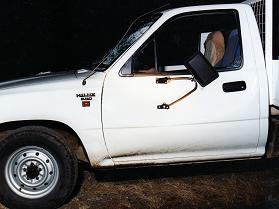 damaged windscreen and aerial