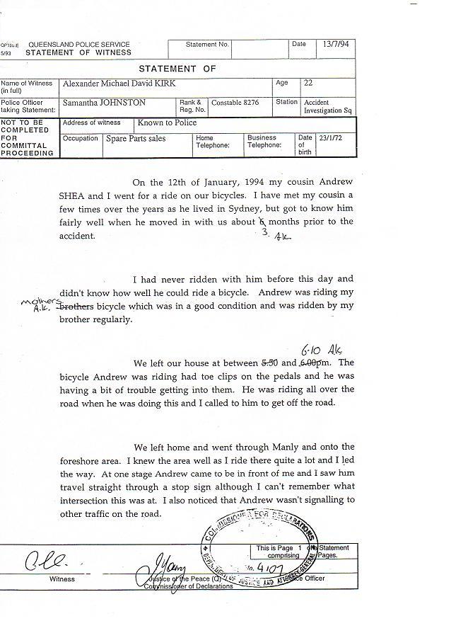 Alexander Michael David Kirk - Police Statement