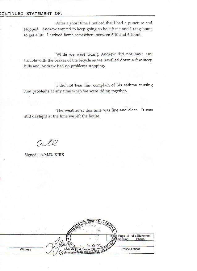 Alexander Michael David Kirk - 2nd page Police Statement