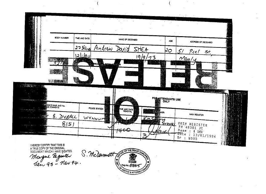 Andrew arrived at morgue at 10.50pm